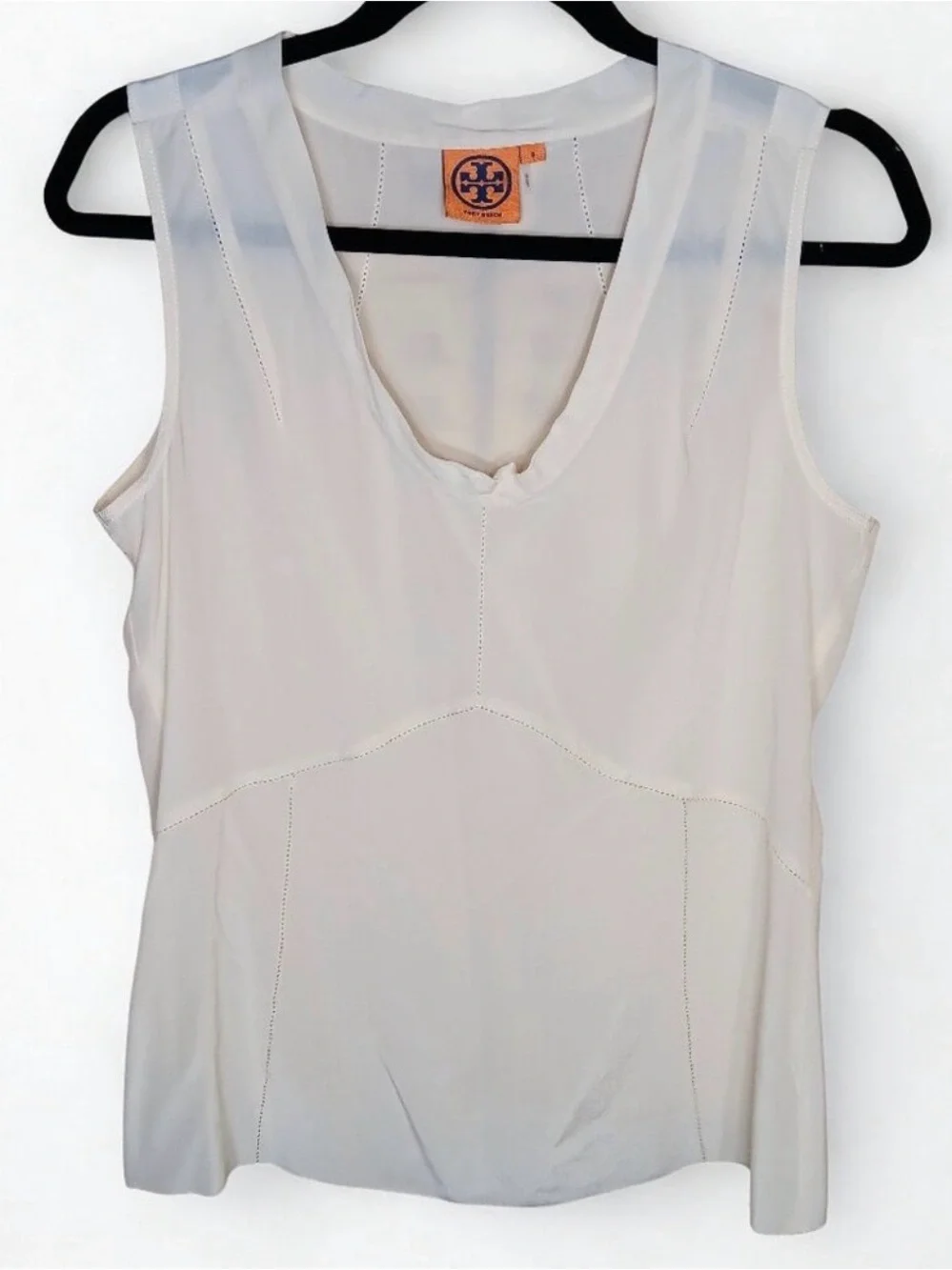 Tory Burch Silk Jasmine Shell Cream Sleeveless Blouse 8 Medium
